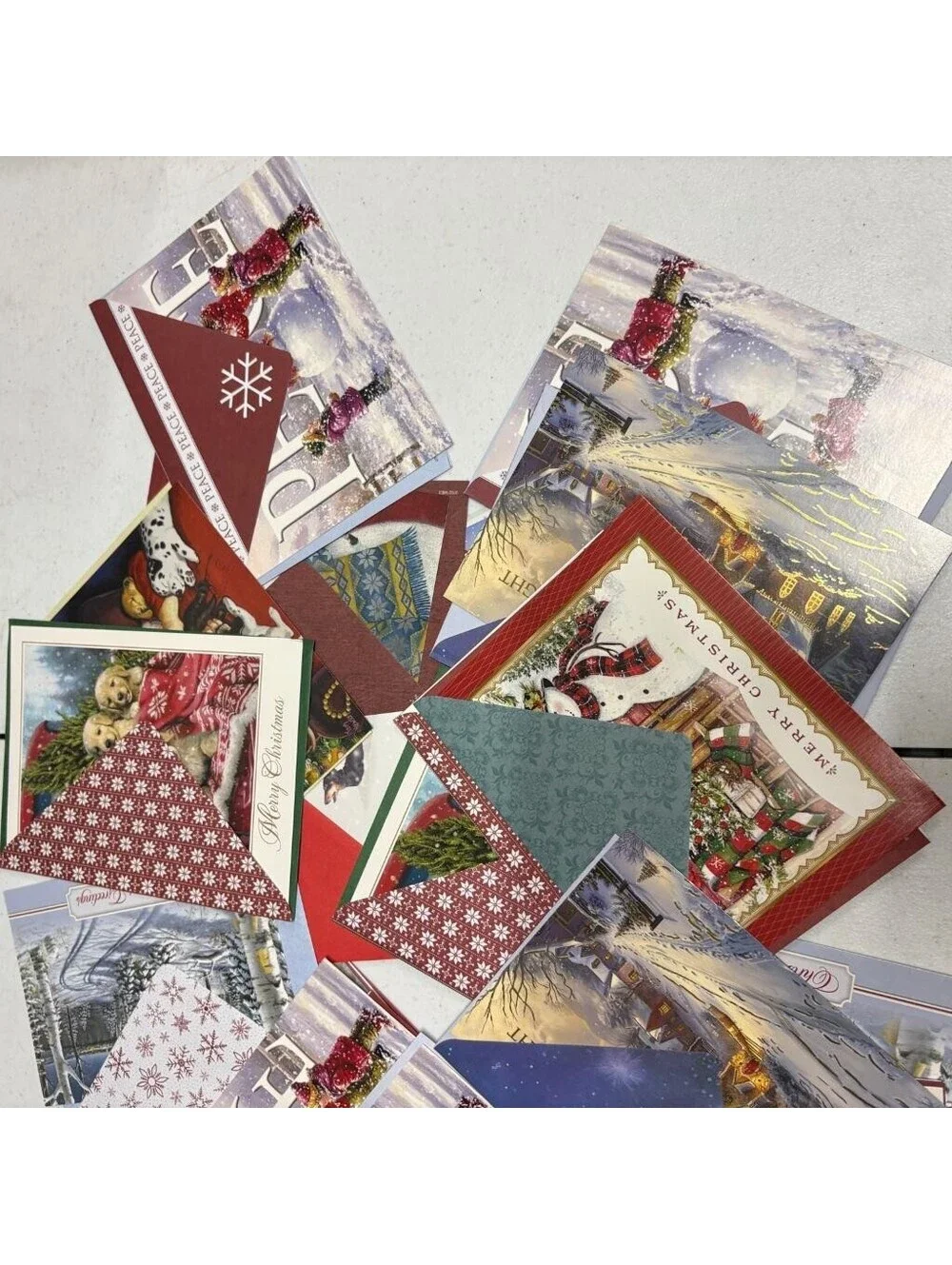 Vintage Christmas Greeting Cards Lot Mixed Assortment Holiday Winter Scenes